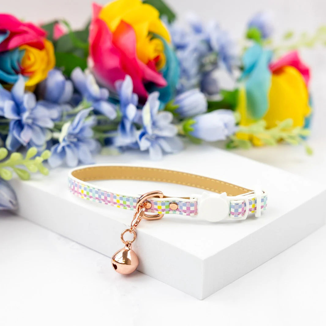 Cat Collar Rainbow Gingham