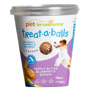 Petervescence Treat-A-Balls Peanut Butter Blueberry and Banana Dog Treats
