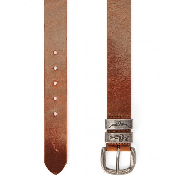 R.M.Williams Drover Belt Antique Silver Mid Brown