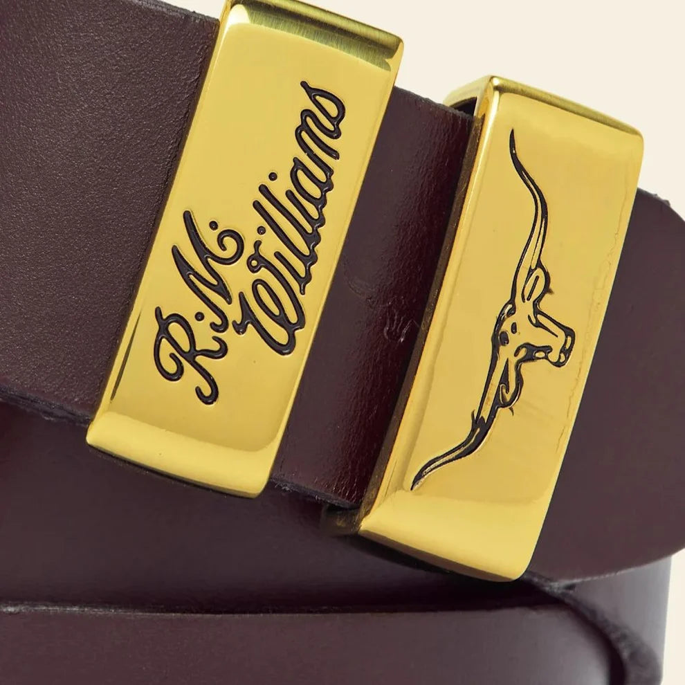 R.M.Williams Drover Belt - Gold Buckle