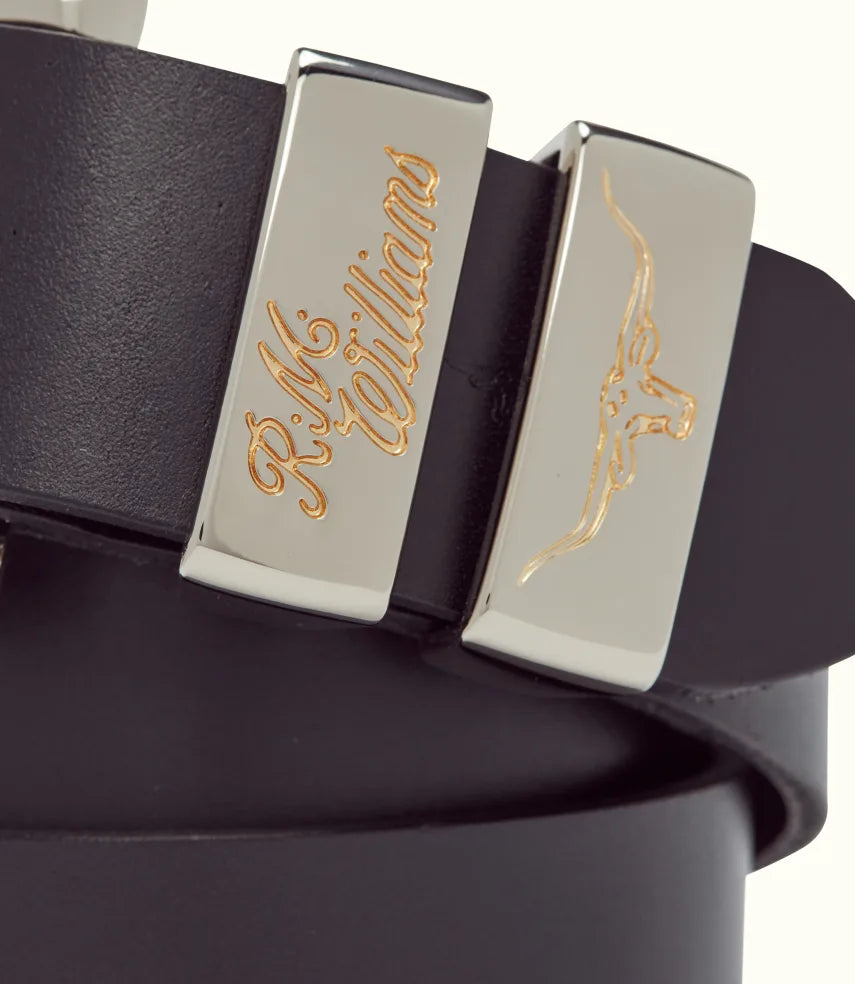 R.M.Williams Drover Belt - Brushed Nickel Buckle
