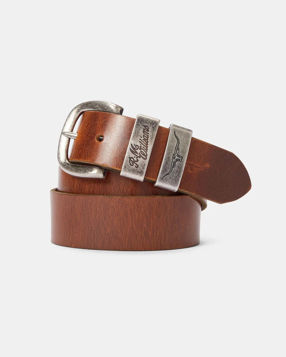R.M.Williams Drover Belt - Brushed Silver Buckle
