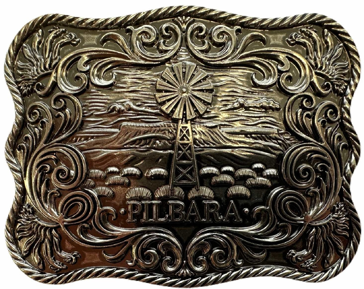 Pilbara Western Rodeo Buckle Tooled Leather Belt