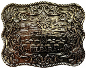 Pilbara Western Rodeo Buckle Tooled Leather Belt