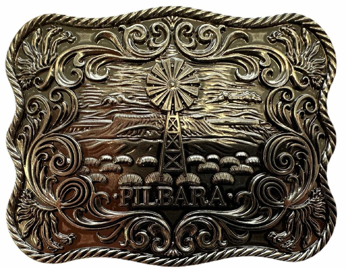 Pilbara Western Navajo Leather Belt Rodeo Buckle