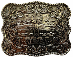 Pilbara Western Navajo Leather Belt Rodeo Buckle