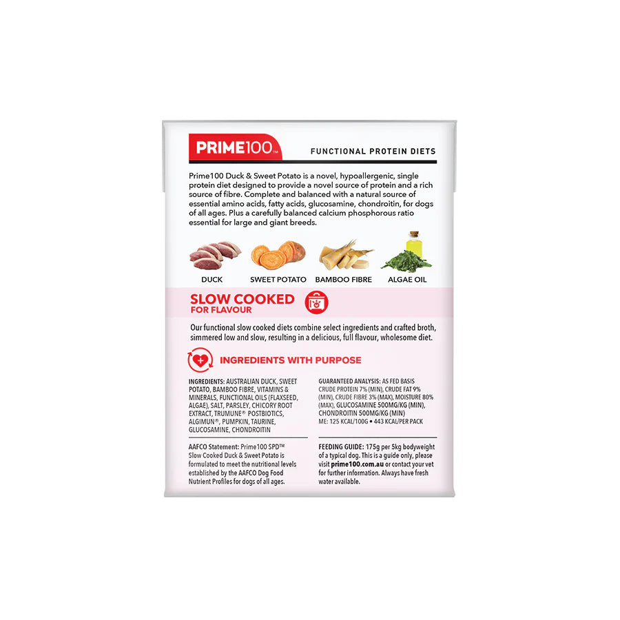Prime100 SPD Slow Cooked Duck and Sweet Potato Wet Dog Food