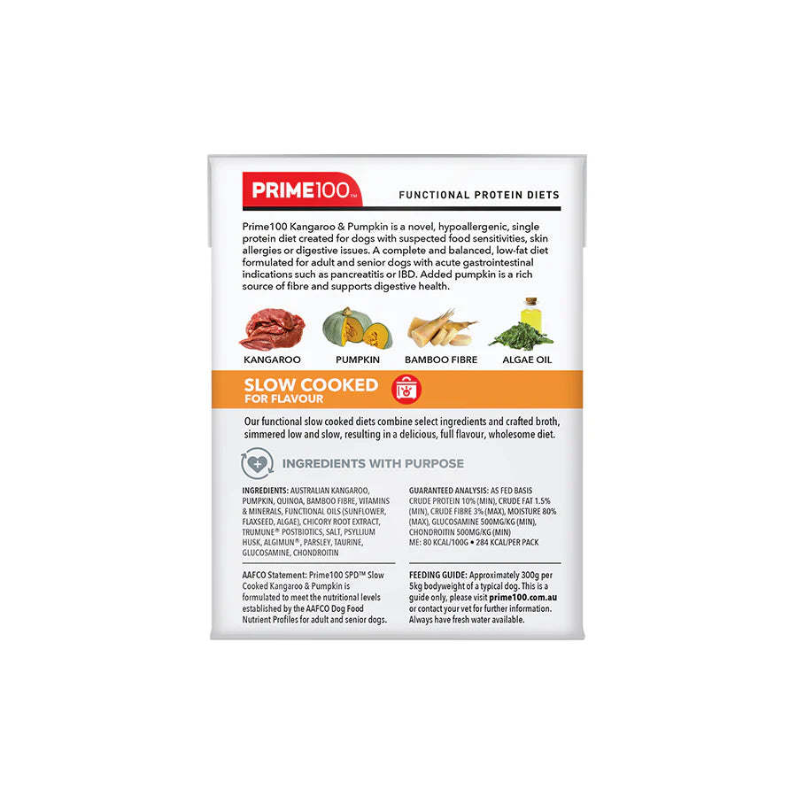 Prime100 SPD Slow Cooked Kangaroo and Pumpkin Wet Dog Food