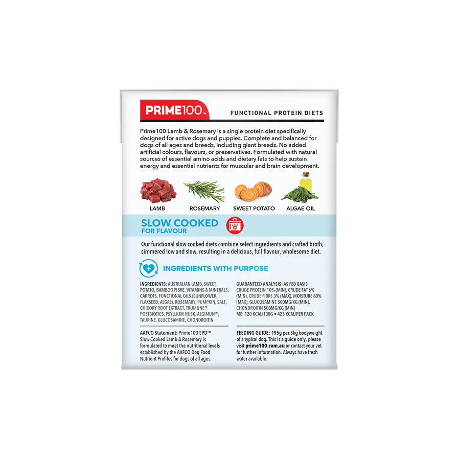 Prime100 SPD Slow Cooked Lamb and Rosemary Wet Dog Food