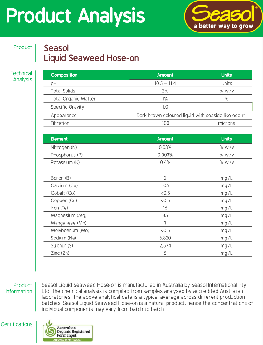 Seasol Fertiliser Liquid Concentrate