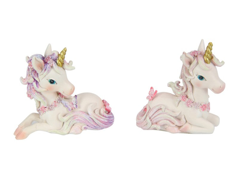 Sitting Unicorn with Butterfly Asstd 8cm