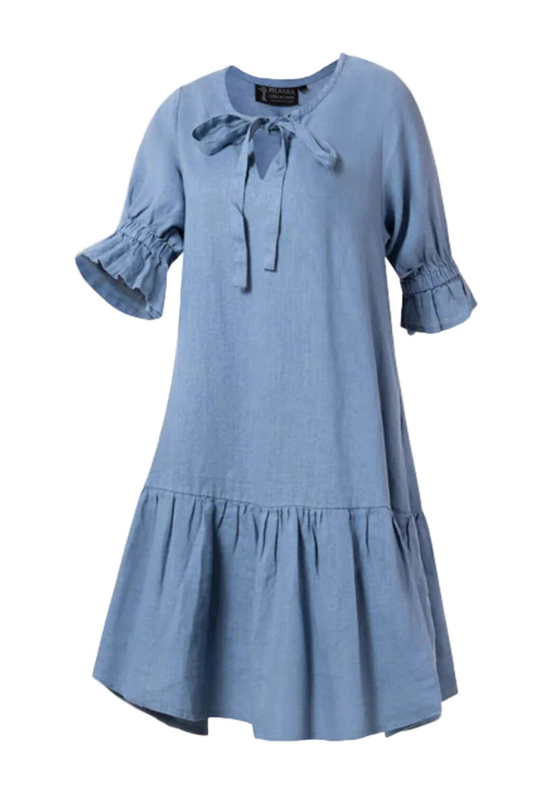 Pilbara Tilly Linen Dress 3/4 Sleeve