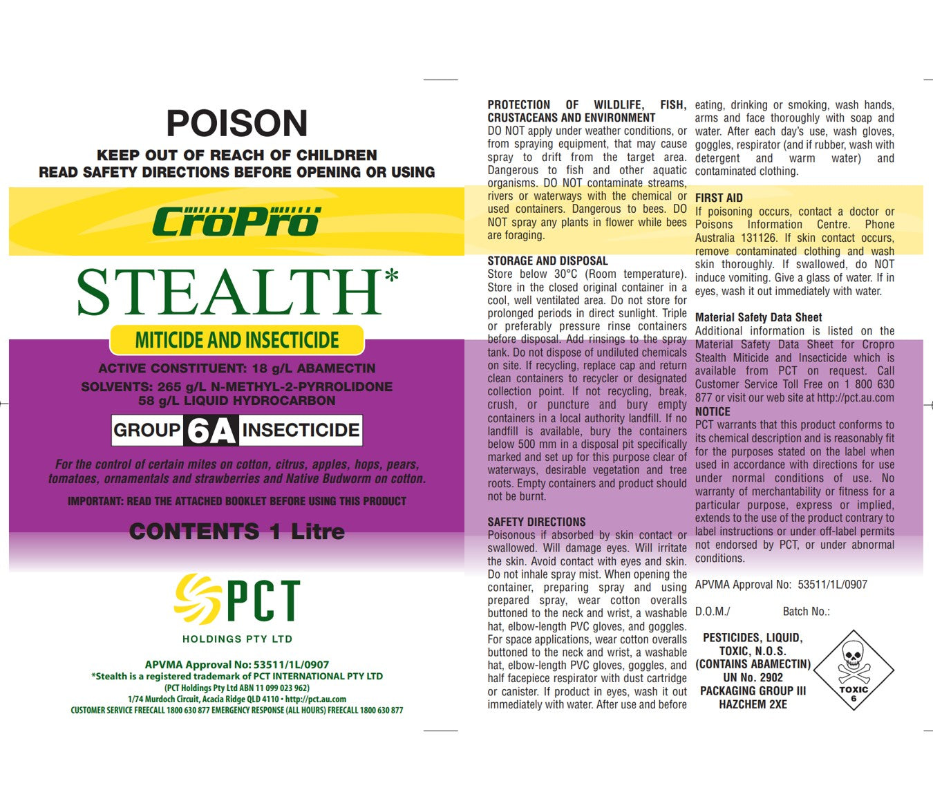 CroPro Stealth Insecticide - 18g/L Abamectin - Brookies Rural Traders