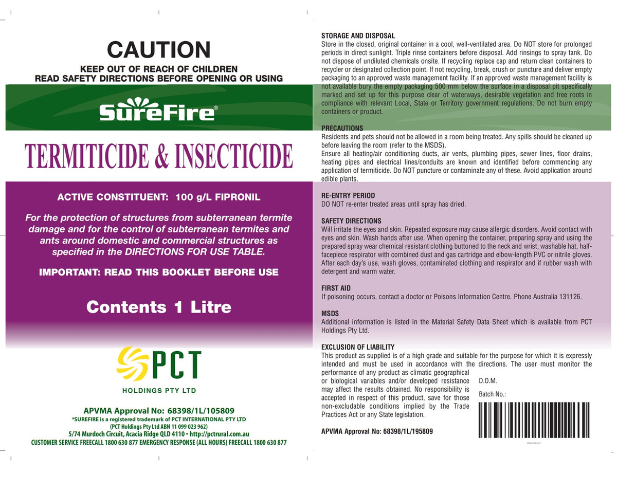 Surefire Termiticide and Insecticide - 100g/L Fipronil