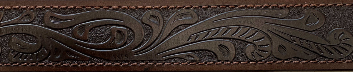 Pilbara Western Rodeo Buckle Tooled Leather Belt
