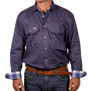 Antola Trading Brady - Gingham Trim Mens Full Button Shirt