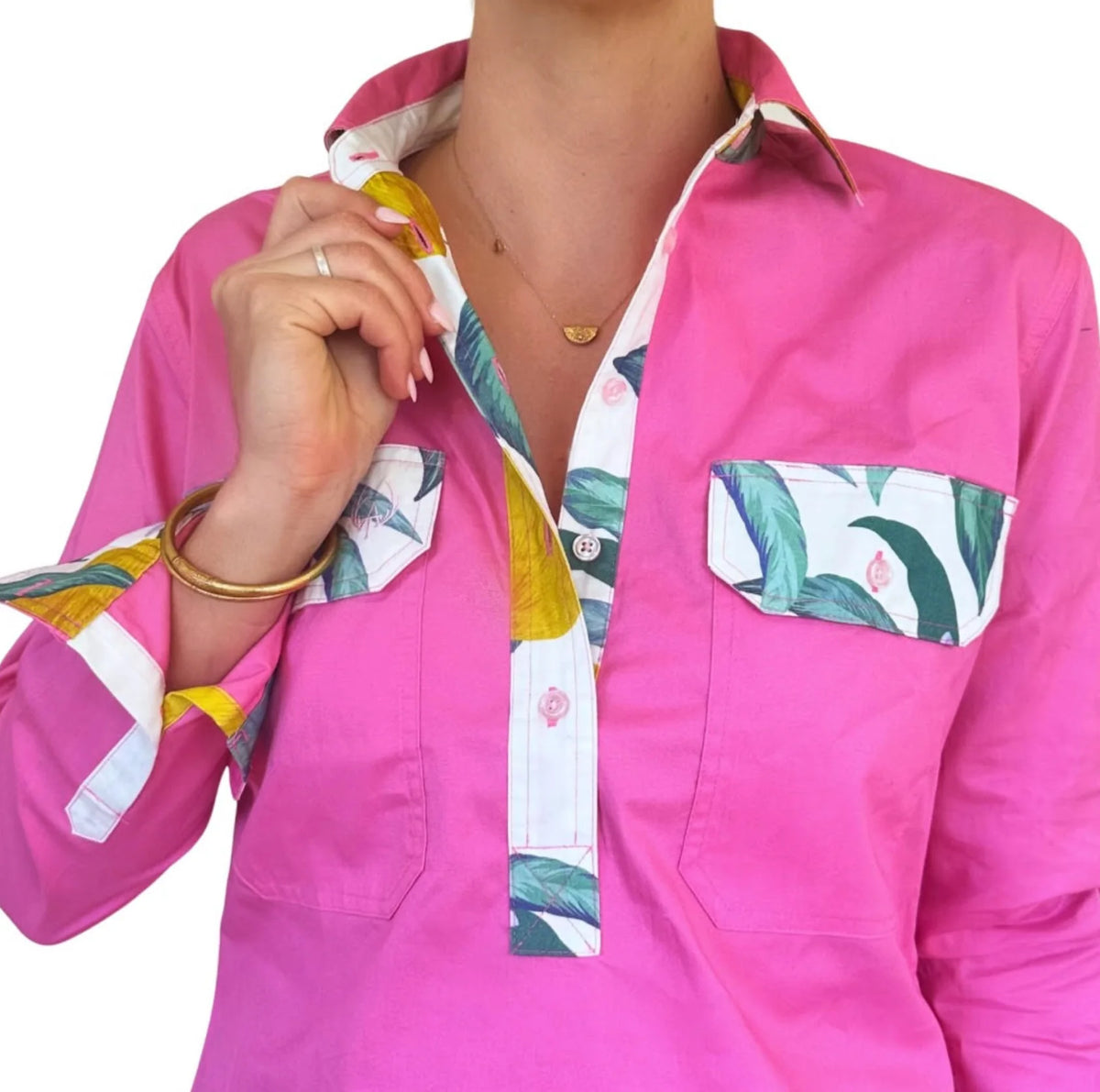 Antola Trading Holly - Lemon Trim Half Button Shirt