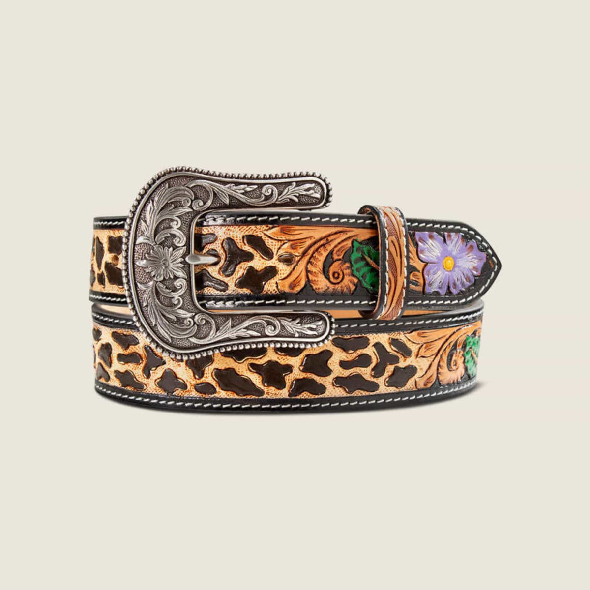 Ariat Girls Cheeta Print Flower Belt