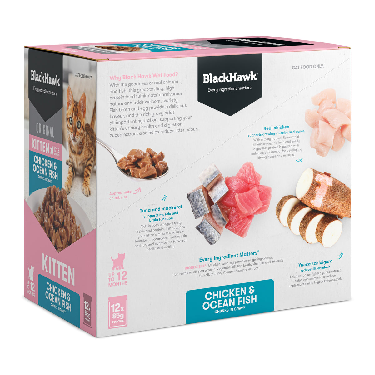 Black Hawk Original Kitten Chicken and Ocean Fish in Gravy Wet Cat Food