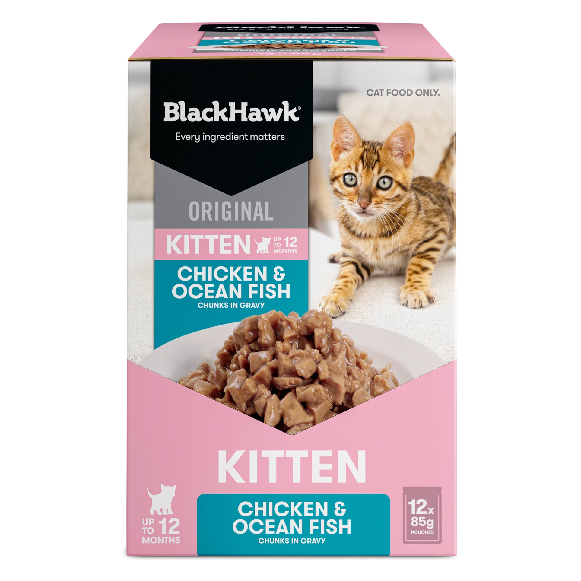 Black Hawk Original Kitten Chicken and Ocean Fish in Gravy Wet Cat