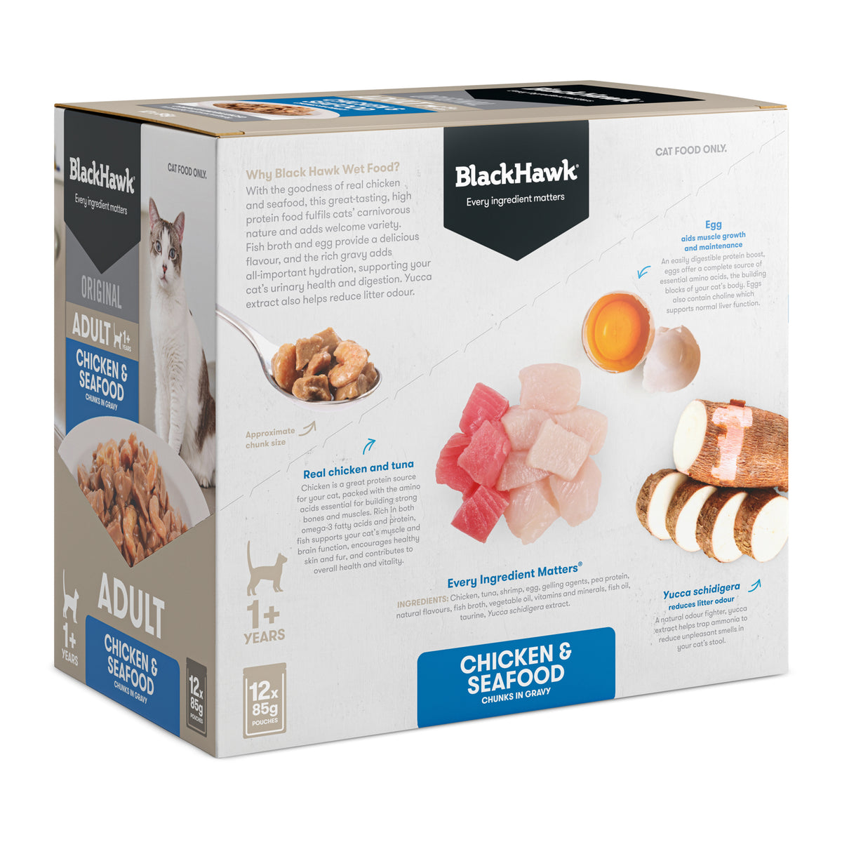 Black Hawk Original Adult Cat Chicken and Seafood in Gravy Wet Cat Food