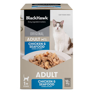 Black Hawk Original Adult Cat Chicken and Seafood in Gravy Wet Cat Food