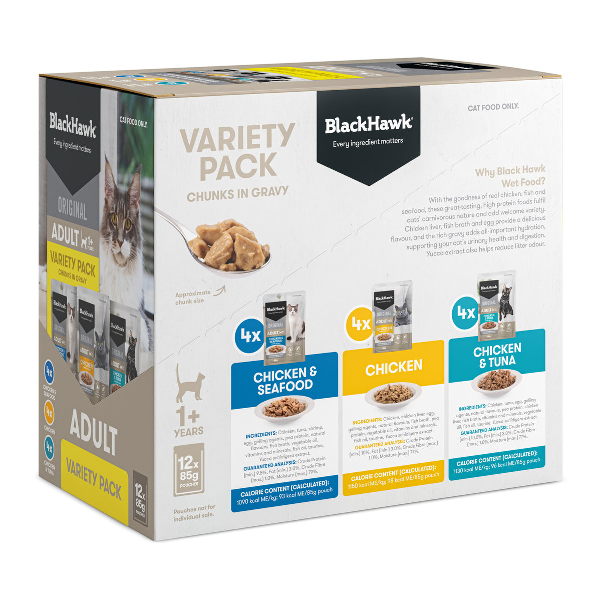 Black Hawk Original Adult Cat Variety Pack Wet Cat Food 85g x 12