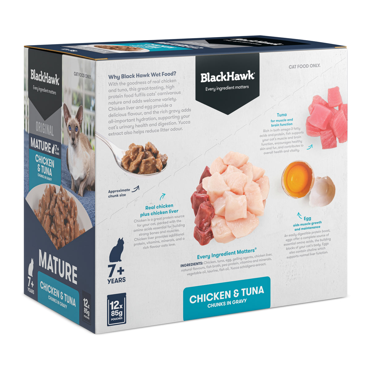 Black Hawk Original Mature Cat Chicken and Tuna in Gravy Wet Cat Food