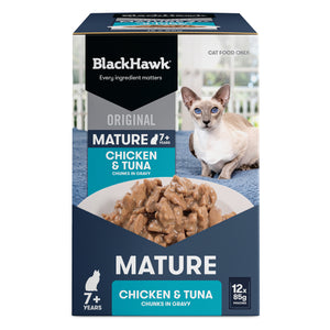 Black Hawk Original Mature Cat Chicken and Tuna in Gravy Wet Cat Food