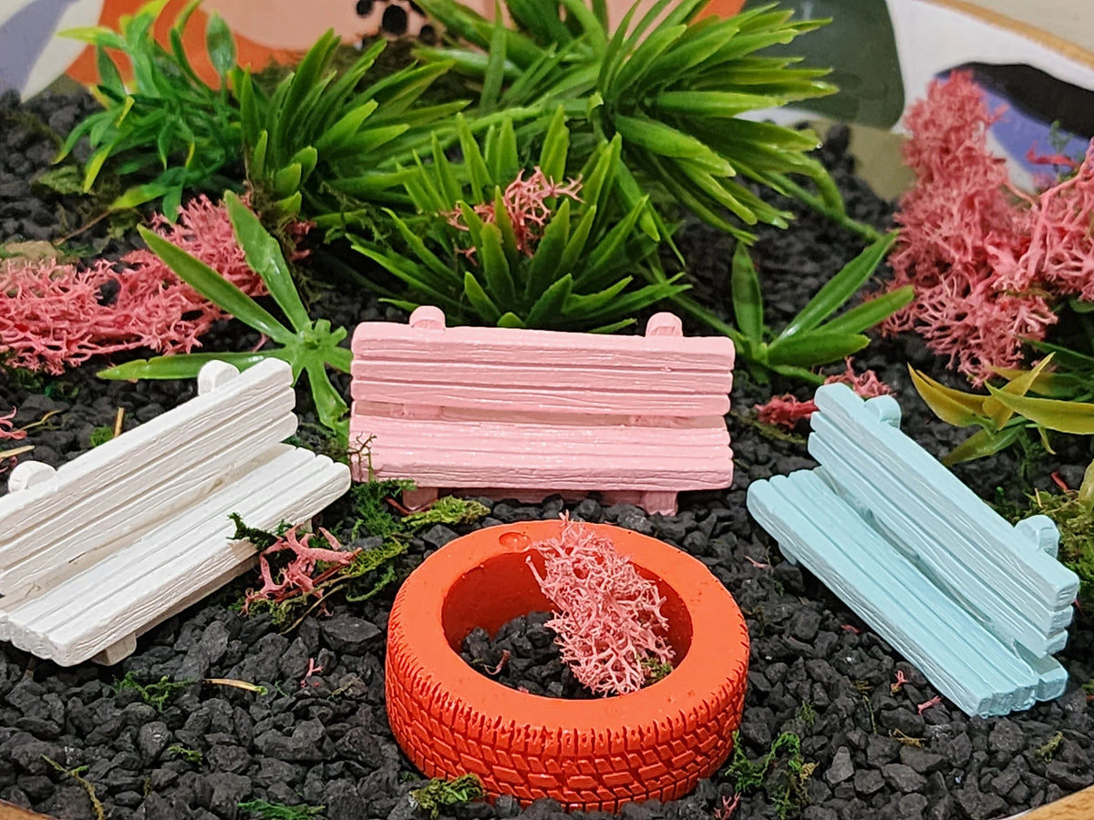 Miniature Fairy Garden Bench 3 Asstd 6cm