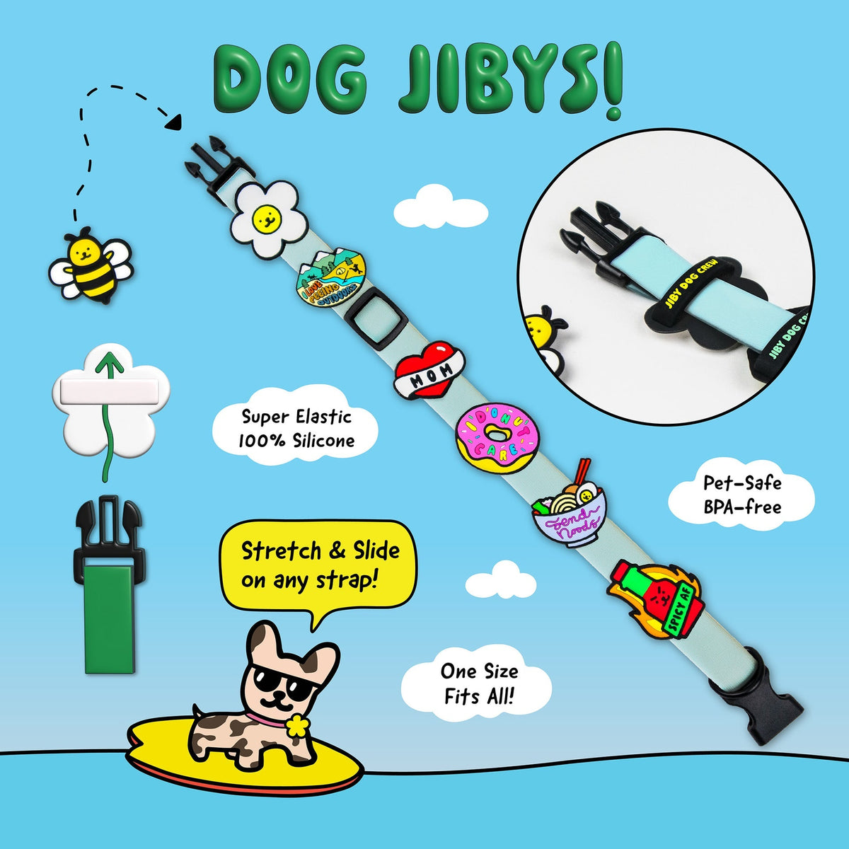 Jiby Charm Sup Dog Silicone Dog Collar Charm
