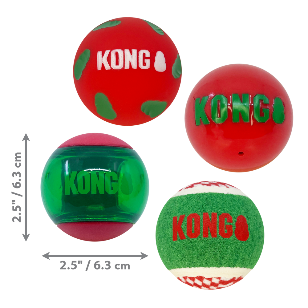 KONG Holiday Occasions Balls 4pk