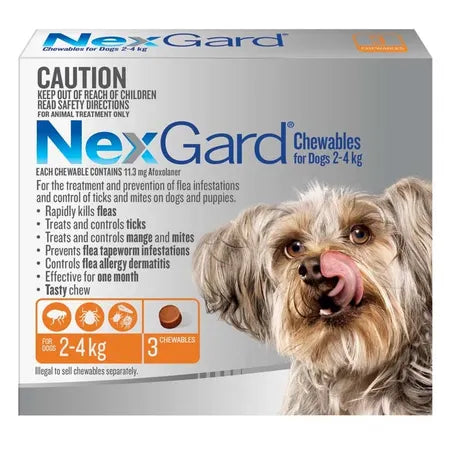 Nexgard Chewables for Dogs 2-4kg Yellow