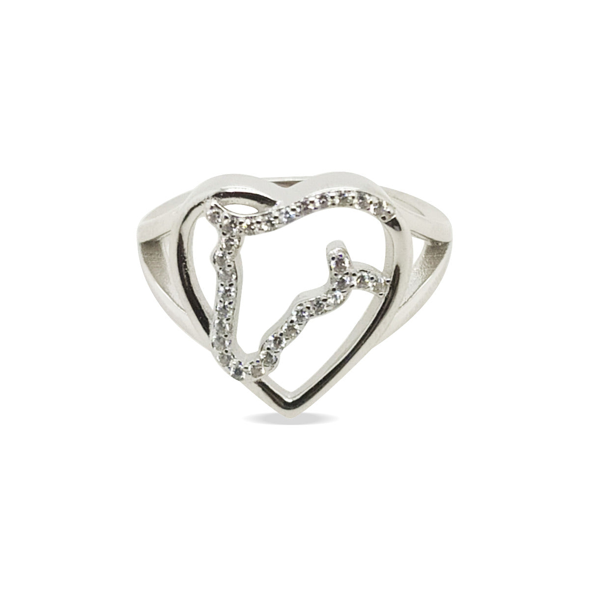 MCJ Ring Ss & Cz Horse Heart Rb0053