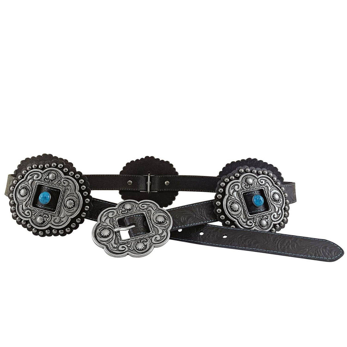 Roper Womens 1in Leather Conchos Belt w/Turquoise Stones