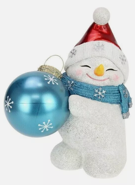 Snowman with Light Up Blue Ball 24cm