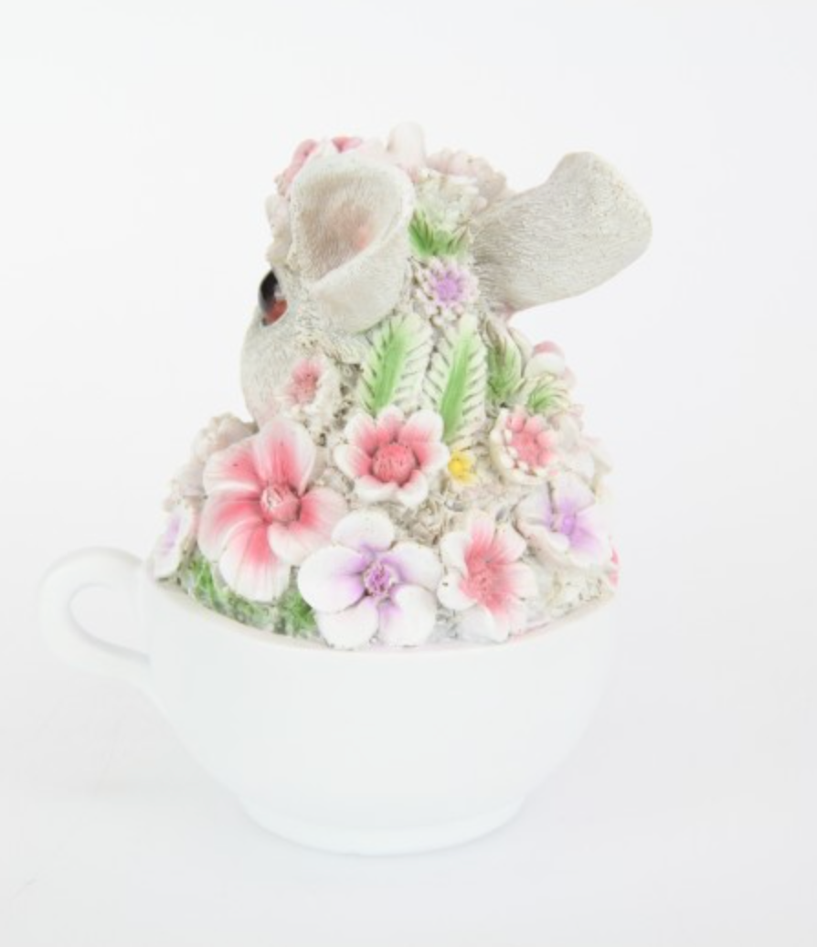 Cute Floral Rabbit In Teacup 15Cm