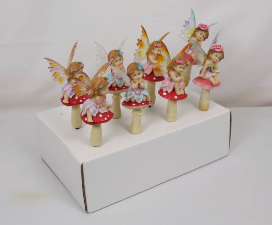 Fairy on Mushroom Garden Stake Asstd 23cm