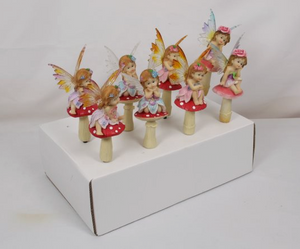 Fairy on Mushroom Garden Stake Asstd 23cm