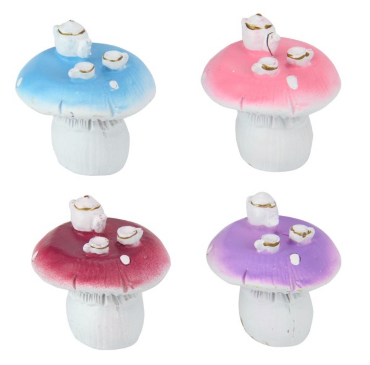 Fairy Garden Tea Party on Mushroom 5cm