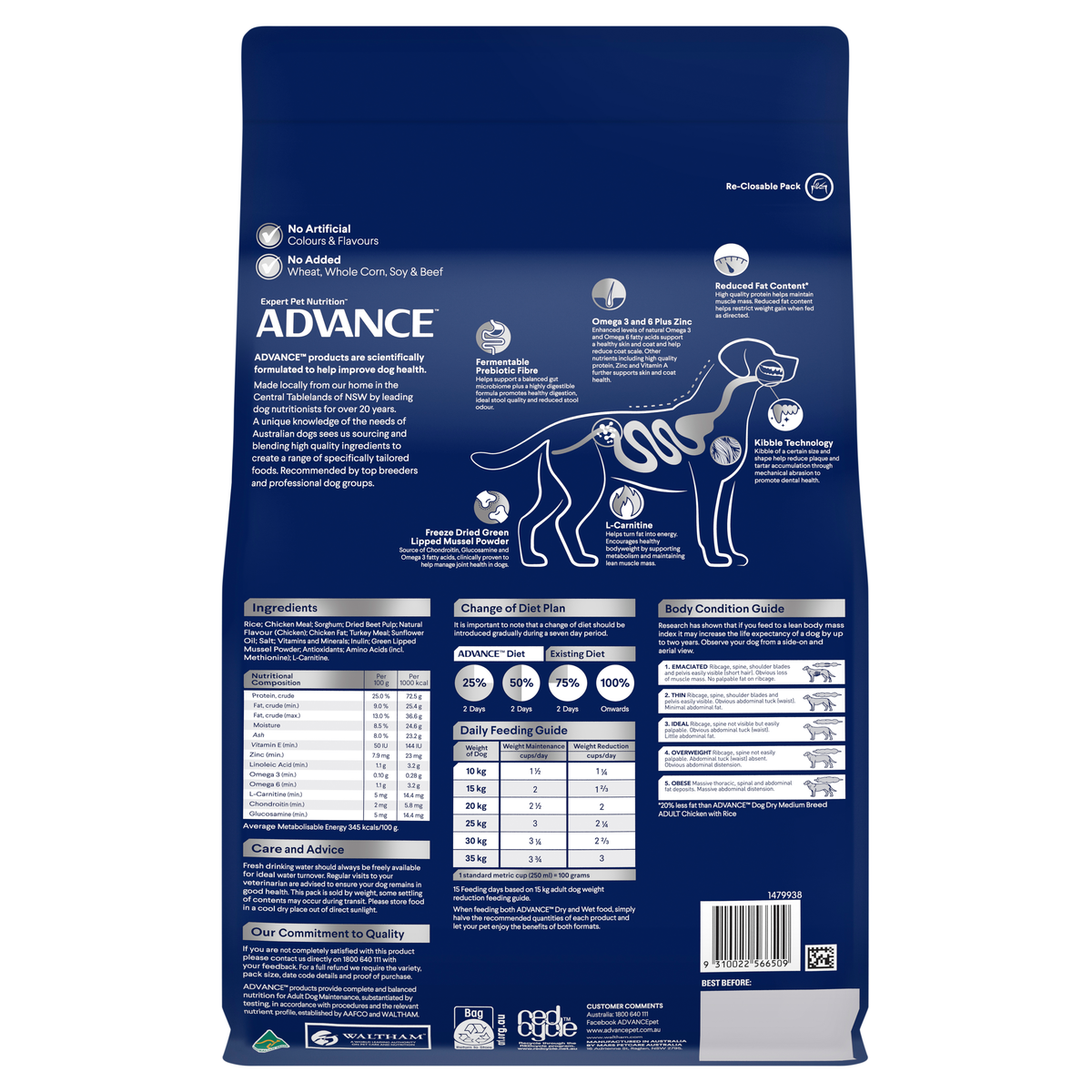 Advance Dog Adult Healthy Weight Chicken with Rice Dry Dog Food