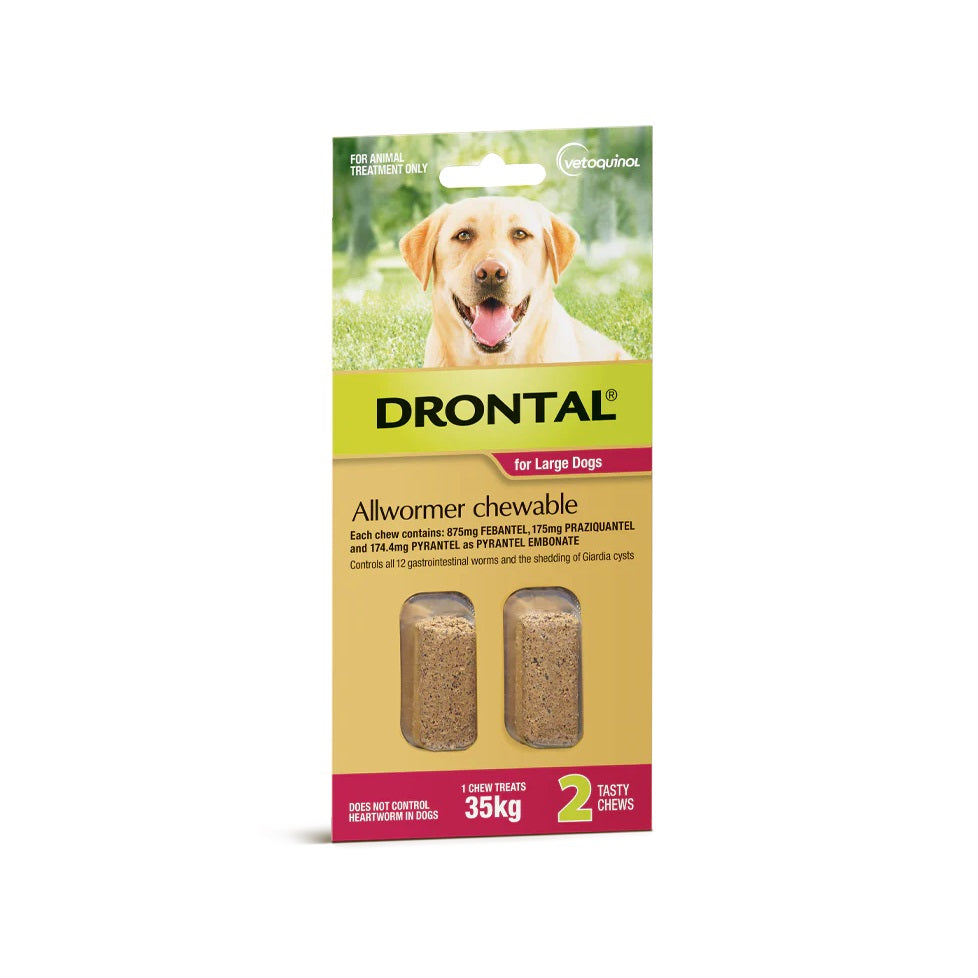 Drontal Allwormer Chewables 35kg Large Dogs 2pk