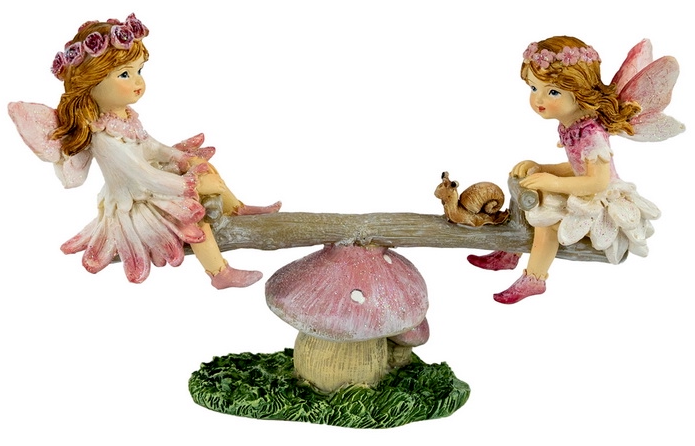 Fairy Friends on Mushroom See-Saw - 16cm