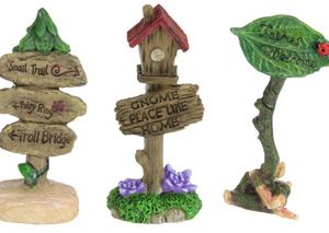 Fairy Garden Sign Post 3 Ass 11cm