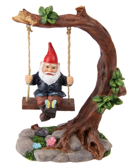 Gnome on Tree Swing - 14cm