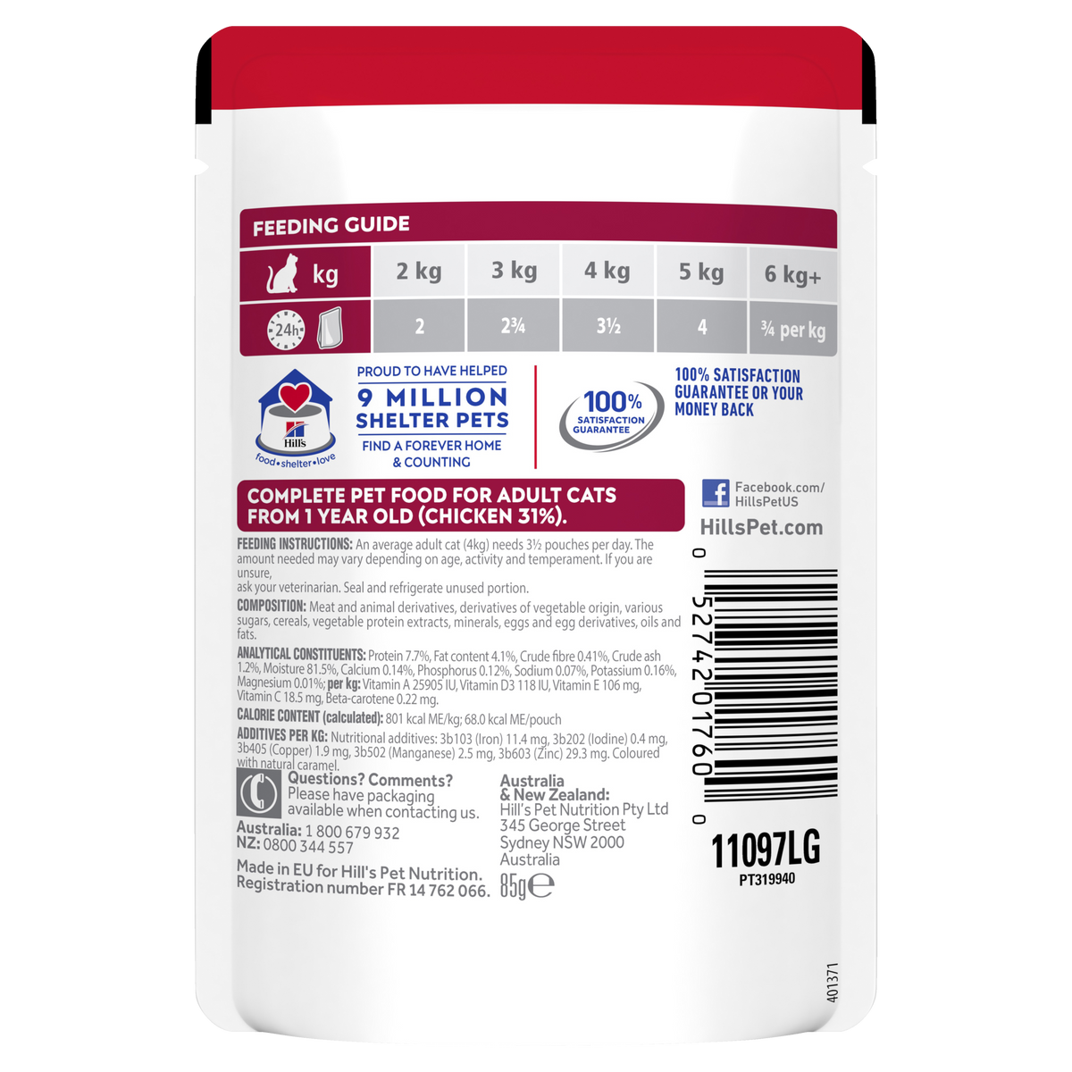 Hills Science Diet Adult Chicken Pouch Wet Cat Food