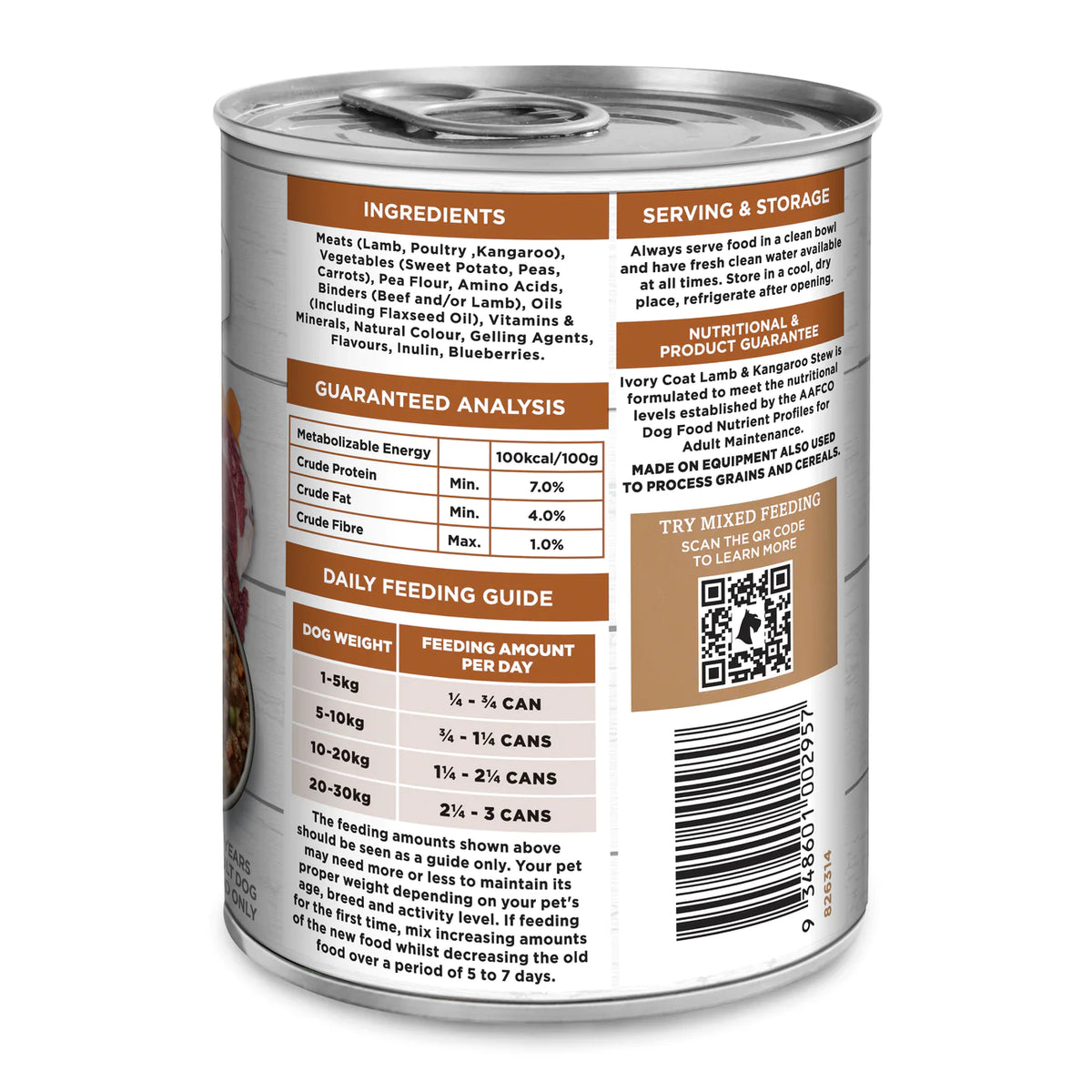 Ivory Coat Grain Free Lamb and Kangaroo Stew Wet Dog Food