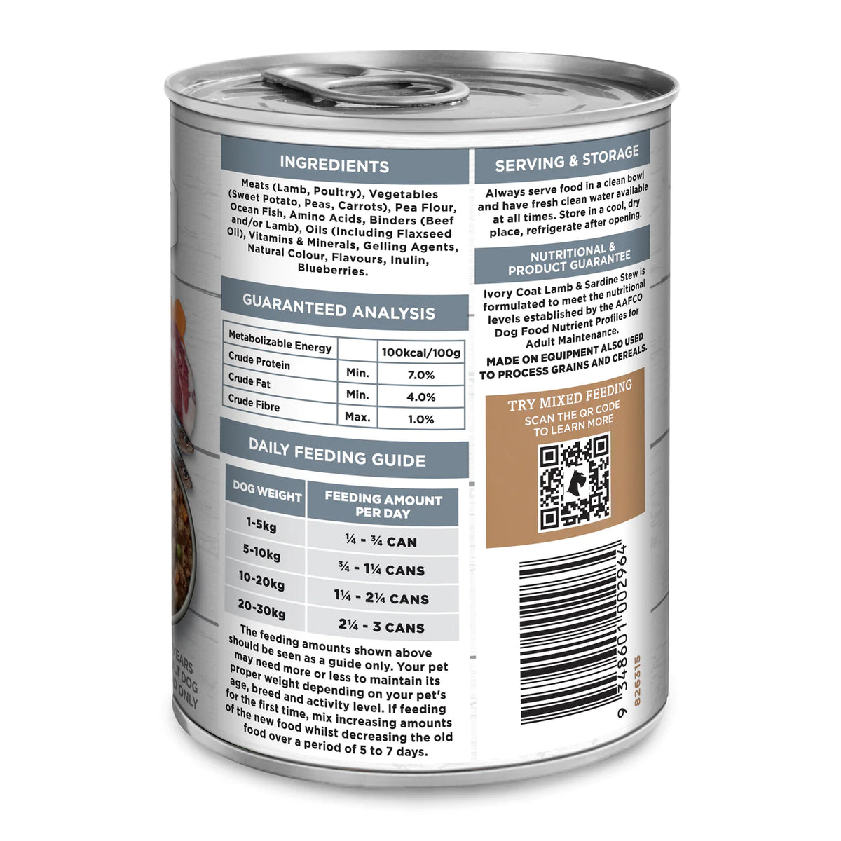 Ivory Coat Grain Free Lamb and Sardine Wet Dog Food