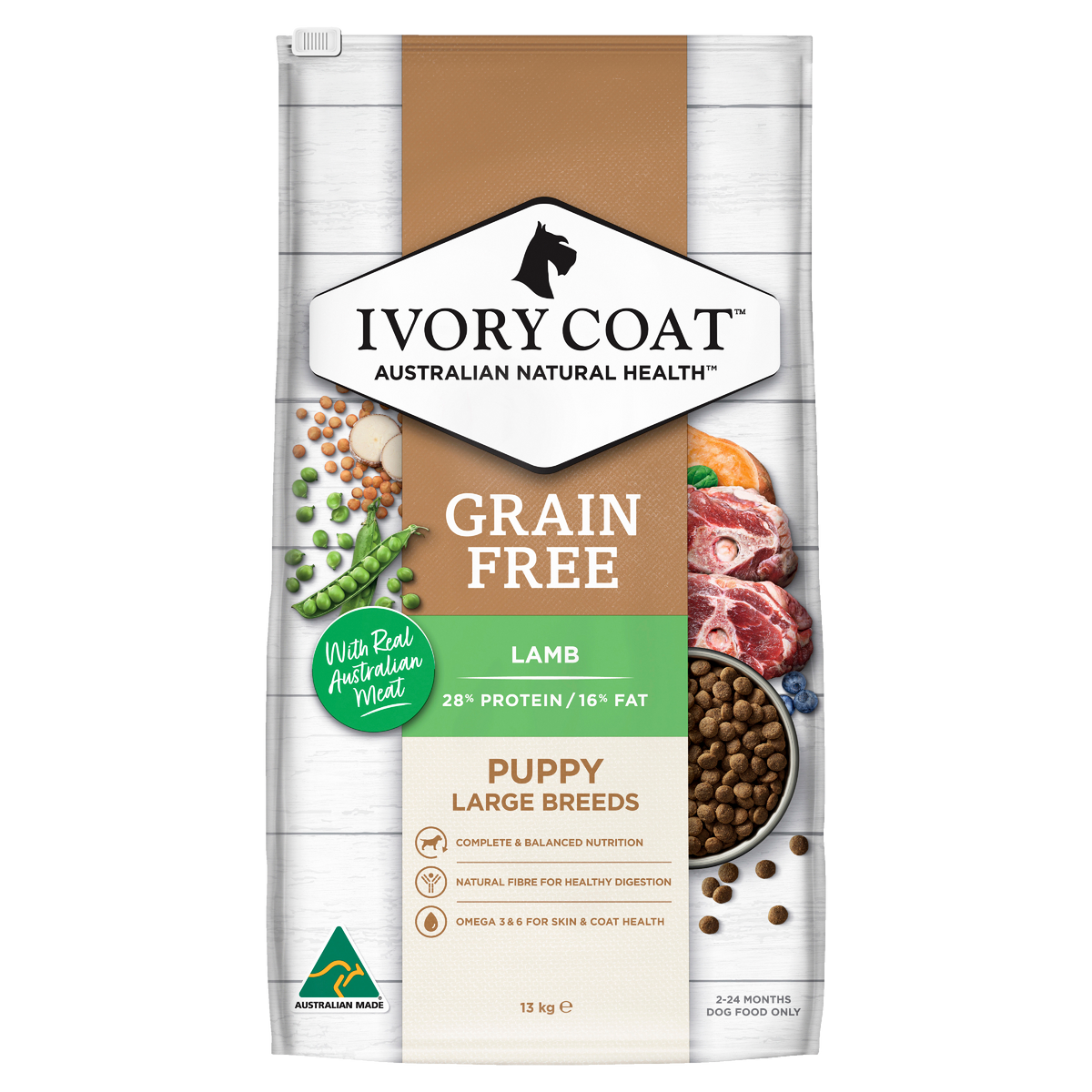 Ivory Coat Grain Free Puppy Large Breed Lamb and Coconut Oil Dry Dog Food