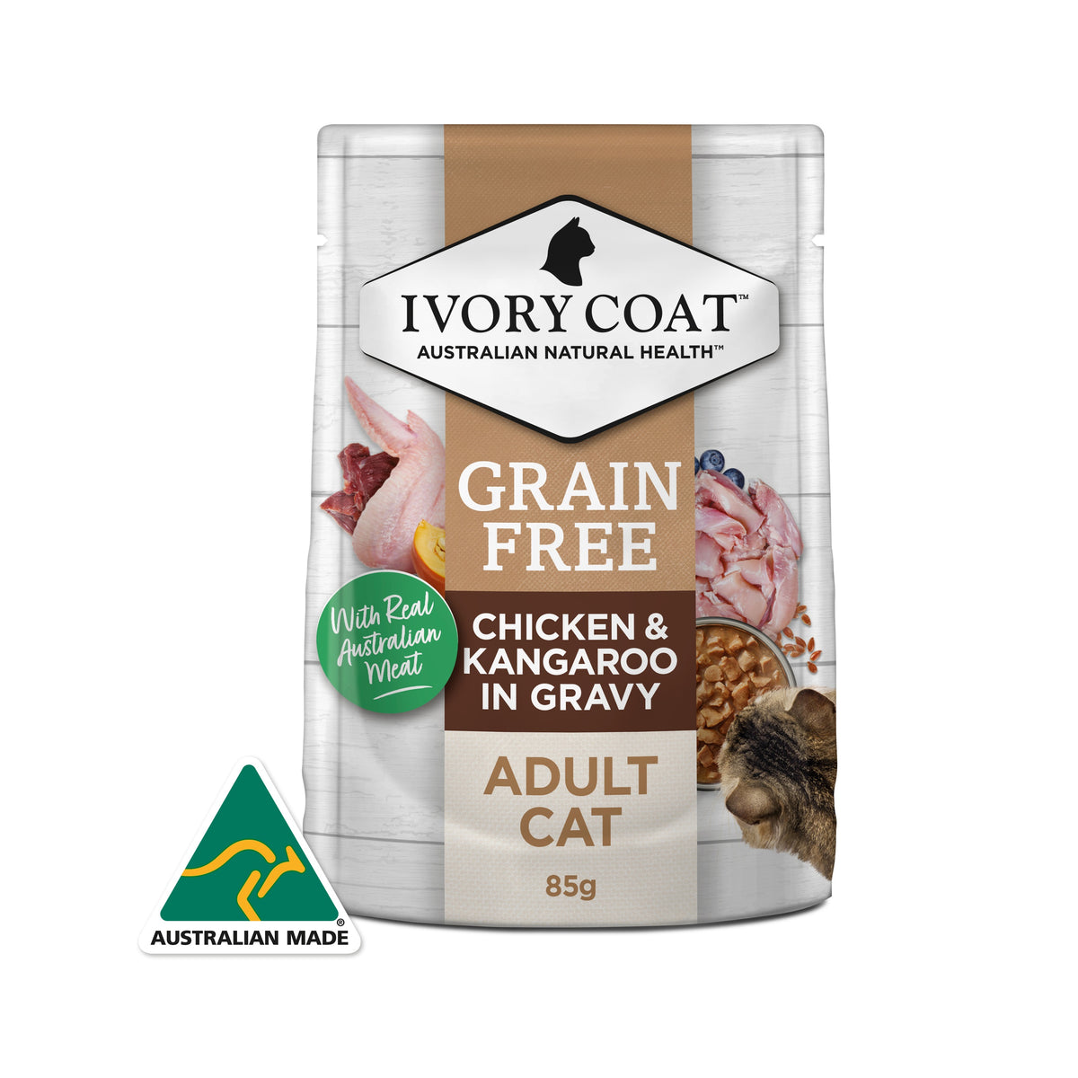 Ivory Coat Grain Free Adult Cat Chicken and Kangaroo in Gravy Wet Cat Food